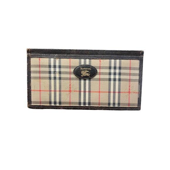 Vintage Burberry Long Bill Novacheck Shadow Horse Bill Holder Wallet 008129 - Picture 1 of 8